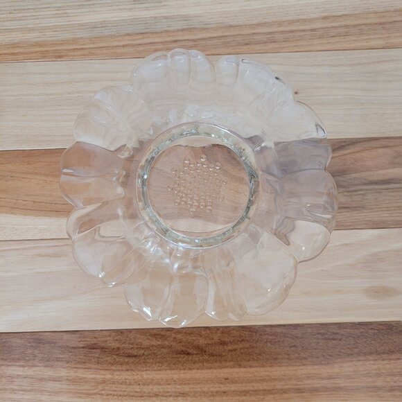 Vintage Glass Lily Pad Bowl with Attached Saucer for Crackers and Dips - Picture 4 of 4